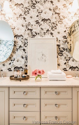 Floral Vine Wallpaper Powder Room | Emma Courtney Home